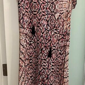 Tracy Reese Black and Pink Printed Maxi Dress with Tassel Detail